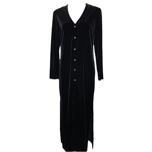 VTG Ronni Nicole Ouida Velvet Dress Size 6 Black Maxi Goth Y2K Boho Witchy 90s - Picture 1 of 8